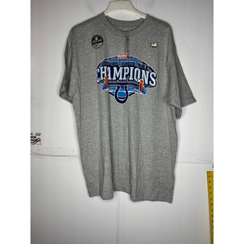 NWT Reebok Mens Indianapolis Colts‎ Super Bowl XLI Champions T-Shirt Gray XL